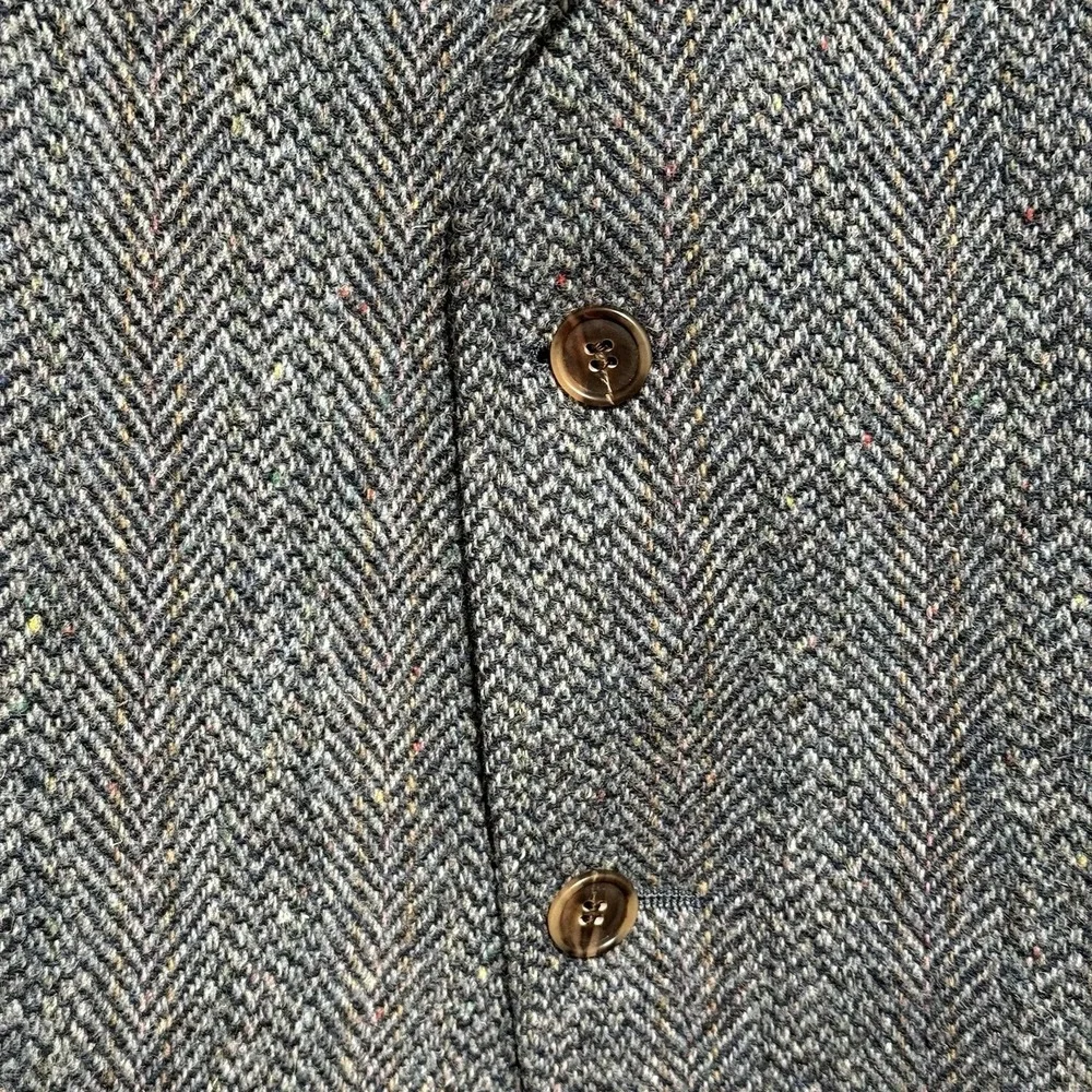 John Weitz Harris Tweed Blue Gray Herringbone Wool Sport Coat Mens 44R